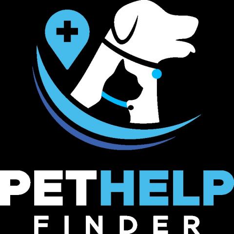 pet help finder logo of dog and cat on dark background 