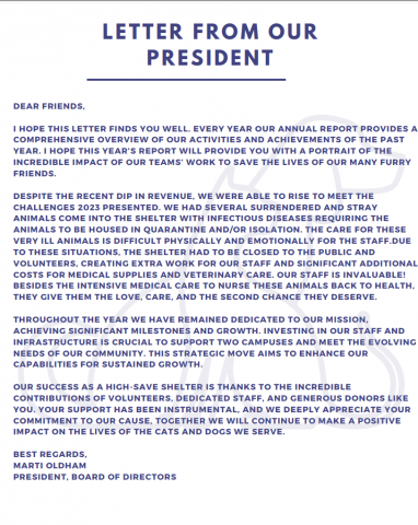 Letter from the Pres